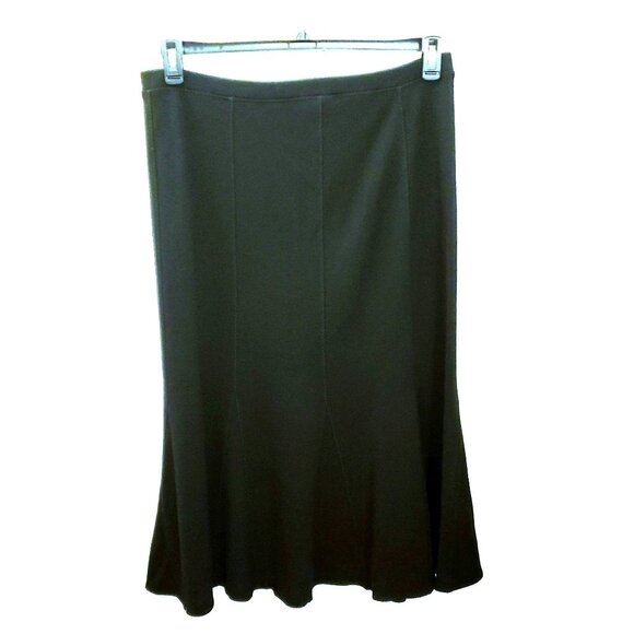 Eileen Fisher Elegant Black Knit Wool Blend Trumpet Hem Maxi Skirt Size L EUC - Picture 1 of 9